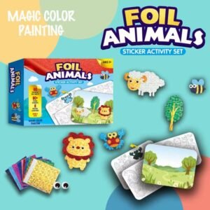 Magic Foil Animals Sticker Activity Set ,DIY Craft Kit for Kids, Mess-Free Art & Sensory Play for Toddlers Ages 3+