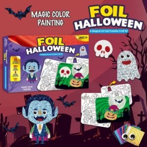 Foil Halloween Sticker Craft Kit ,DIY Halloween Crafts, Mess-Free Creative Activity for Kids Ages 3+
