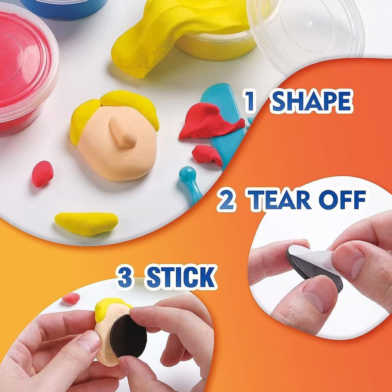 Refrigerator Modeling Sticker Activity Book for Kids – DIY Play Kitchen Scene with Food Stickers & Clay, Pretend Cooking Toy for Toddlers Ages 3+ - 图片 5