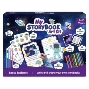 Space Explorer Storybook Craft Kit – Astronaut & Planet Adventure DIY Activity Book for Kids Ages 4-8, Stickers & Coloring Space Art Set