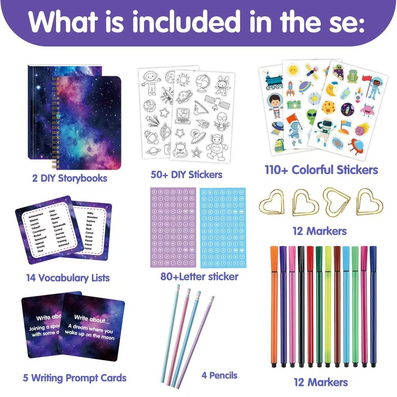 Space Explorer Storybook Craft Kit – Astronaut & Planet Adventure DIY Activity Book for Kids Ages 4-8, Stickers & Coloring Space Art Set - 图片 2